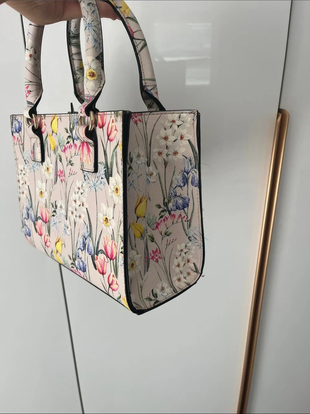 Aldo Floral Print Mini Satchel in Blush Pink